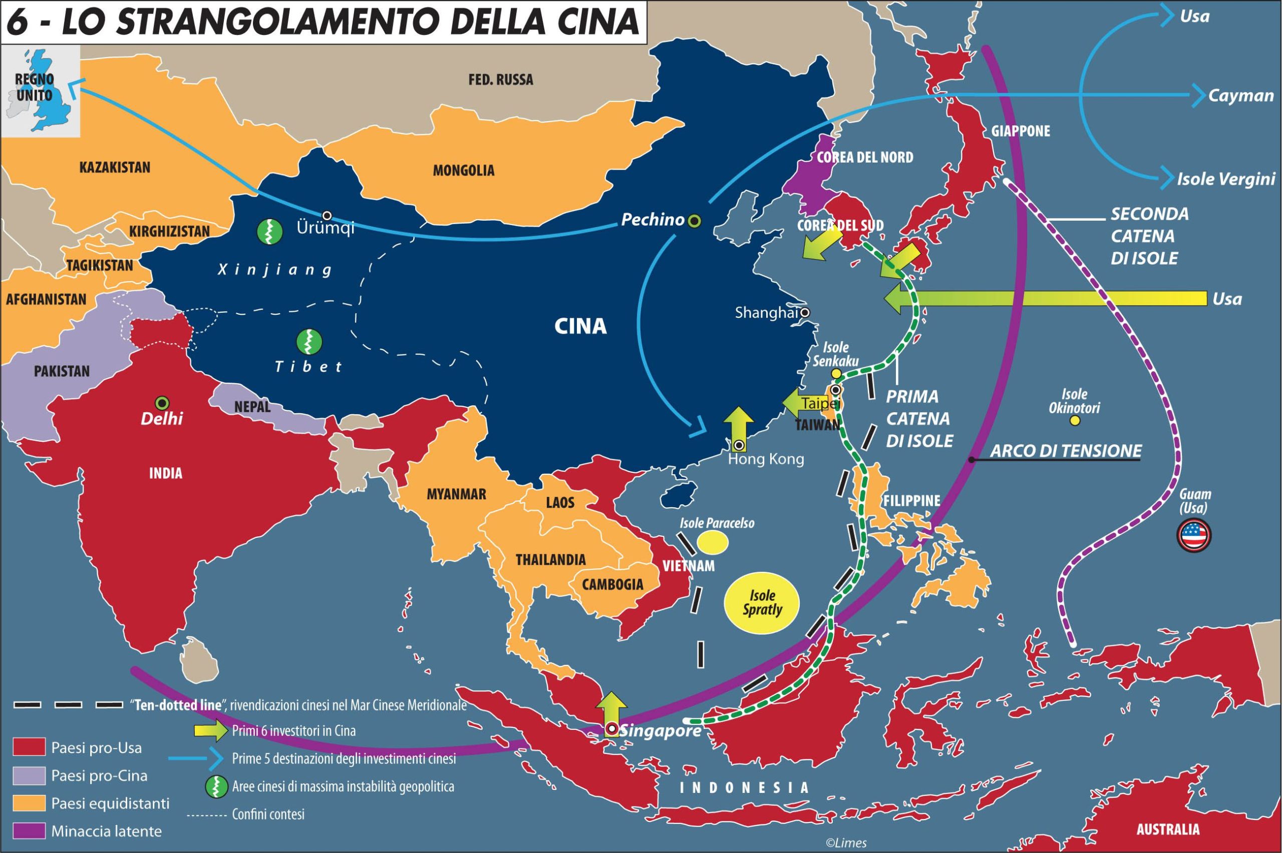 mappa geopolitica della Cina